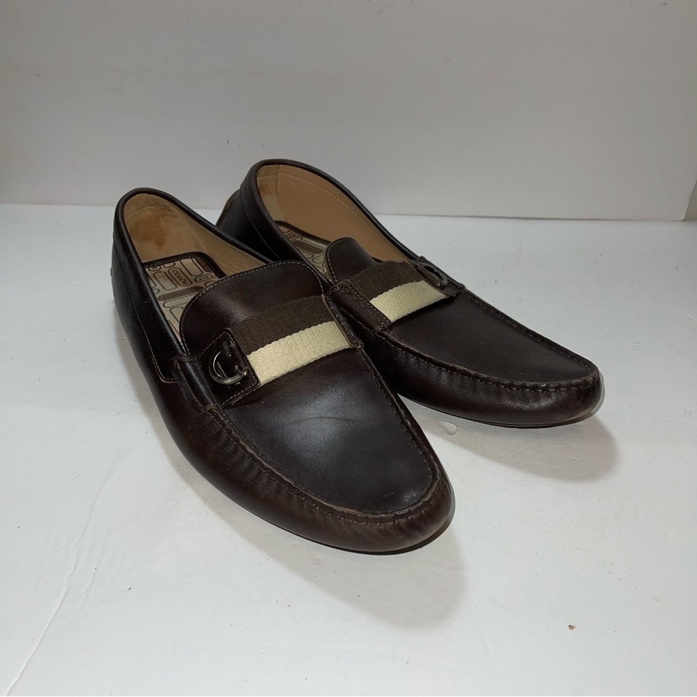 Coach Bally Lather Drivers Loafers Brown Men Size 12 - Picture 9 of 10
